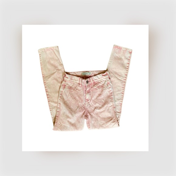 GIRLS ABERCROMBIE PINK DISTRESSED JEAN-SIZE 12 SLIM - Picture 1 of 8